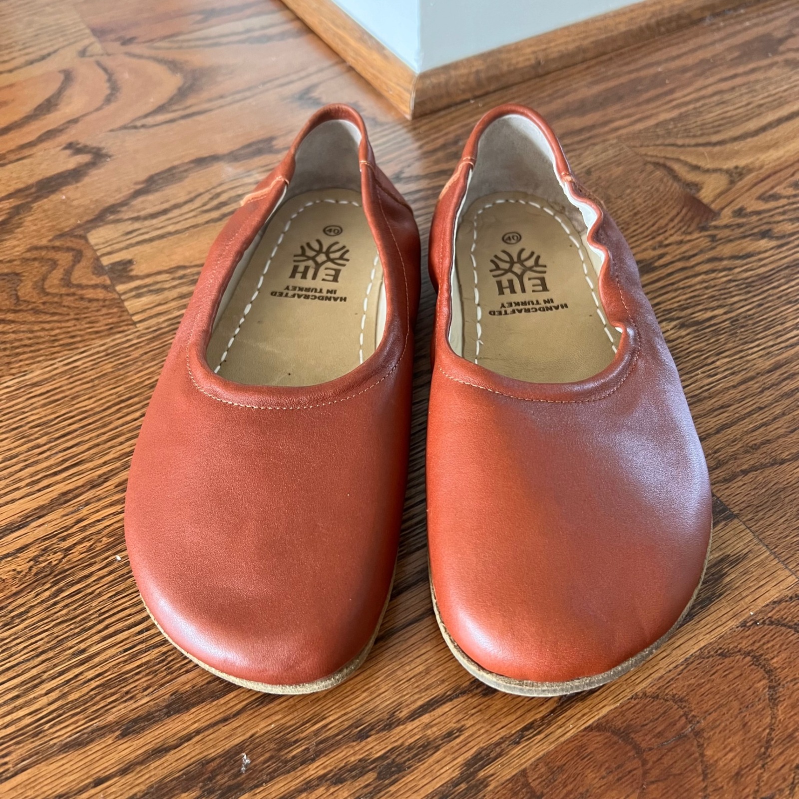 Earthing Harmony Barefoot Leather Ballet Flats Handcrafted Turkey Cognac Sz 40 — image 8 of 8